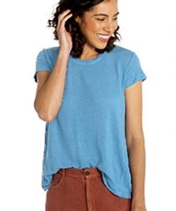 Cutloose Short Sleeves Linen Ruche Back Top