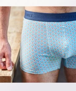 Billybelt Men's Organic Cotton Boxers Briefs - Organic Jersey Blue Seigaiha