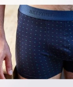Billybelt Men's Organic Cotton Boxers Briefs - Organic Jersey Navy Dots Underwear