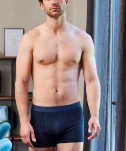 Billybelt Men's Organic Cotton Boxers Briefs - Organic Jersey Navy Dots Underwear