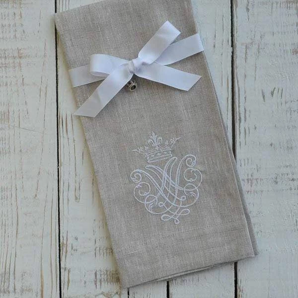 Crown Linen Organic Home Cotton Embroidered Finger Towel 3 Crown Linen Organic Home Cotton Embroidered Finger Towel