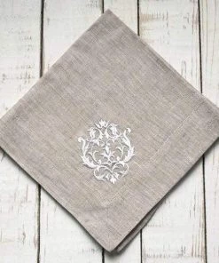 Crown Linen Linen Napkin Embroidered - Damask