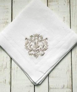 Crown Linen Linen Napkin Embroidered - Damask