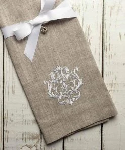 Crown Linen Linen Embroidered Finger Towel