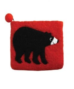 Panabo Felted Wool Bear Zip Pouch