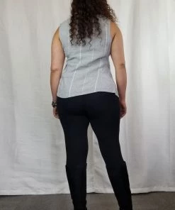 Italian Linen Sleeveless Top From Inizio - Striped (M & XL)