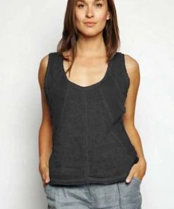 Inizio Italian Linen Top Seeveless Short Sleeves