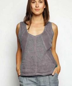 Inizio Italian Linen Top Seeveless Short Sleeves