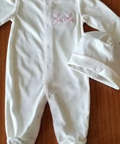 Kissy Kissy Baby Organic Cotton Footie - Two Bears And Dots Print Layette - Newborn To 9 Mo.