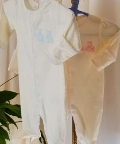 Kissy Kissy Baby Organic Cotton Footie - Two Bears And Dots Print Layette - Newborn To 9 Mo.