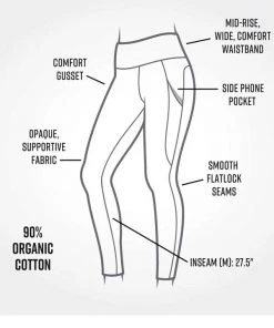 Maggie's Skirt, Pants Organic Sport Leggings Ankle Length - Blackout With Pockets