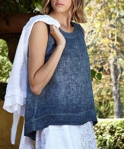 Linen Sleeveless Top From Inizio Hi-Low