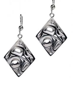 Panabo Silver Pewter Hummingbird Diamond Earrings-Bill Helin Jewelry