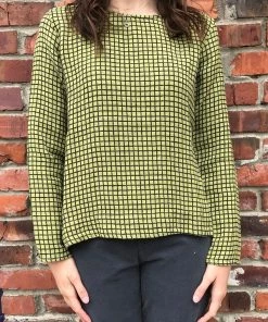 Cutloose Linen And Cotton A-Line Top - Checkered