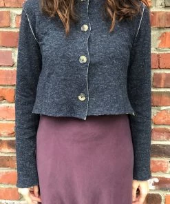 Cutloose Long Sleeves Wool Collarless Crop Cardigan (S, M)