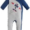 Under The Nile Organic Cotton Side Snap Footie - Airplane