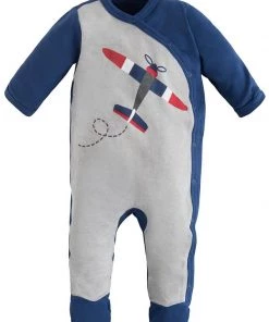 Under The Nile Organic Cotton Side Snap Footie - Airplane