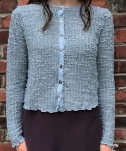 Cutloose Sweaters, Jackets, Coats Textured Crop Cardigan Sweater Button Down