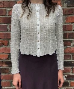 Cutloose Sweaters, Jackets, Coats Textured Crop Cardigan Sweater Button Down