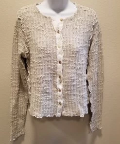Cutloose Sweaters, Jackets, Coats Textured Crop Cardigan Sweater Button Down