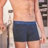 Billybelt Men's Organic Cotton Boxers Briefs - Organic Jersey Navy With Yellow Fish