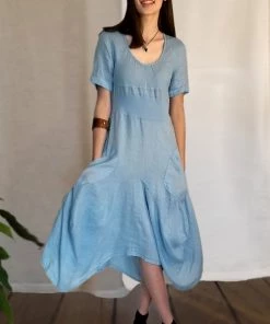 Italian Linen Dress By Inizio - Magic With Short Sleeve