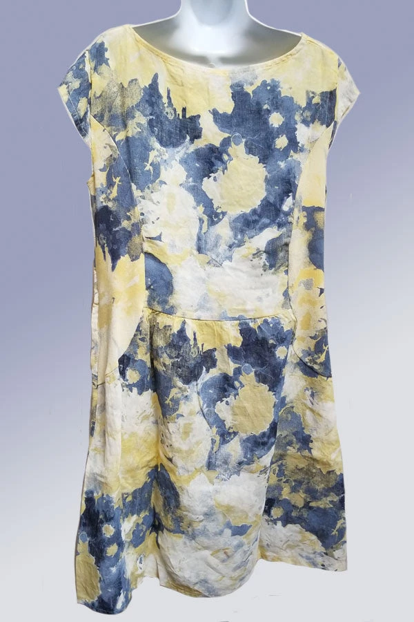 Lands Downunder Italian Linen Dress Short Sleeve - Watercolor New Arrivals 7 Lands Downunder Italian Linen Dress Short Sleeve - Watercolor New Arrivals