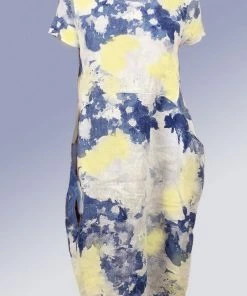 Lands Downunder Italian Linen Dress Short Sleeve - Watercolor New Arrivals