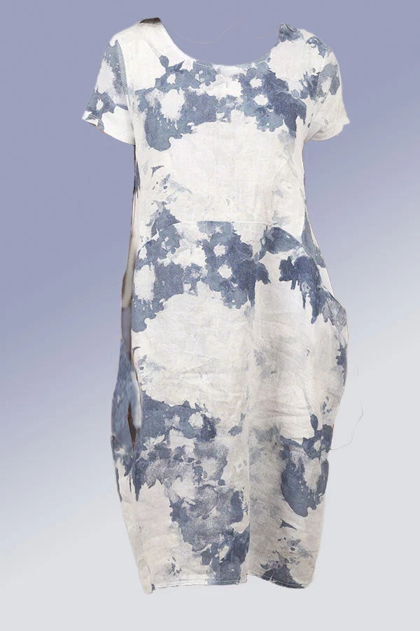 Lands Downunder Italian Linen Dress Short Sleeve - Watercolor New Arrivals 4 Lands Downunder Italian Linen Dress Short Sleeve - Watercolor New Arrivals