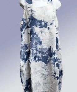 Lands Downunder New Arrivals Italian Linen Dress Sleeveless - Watercolor