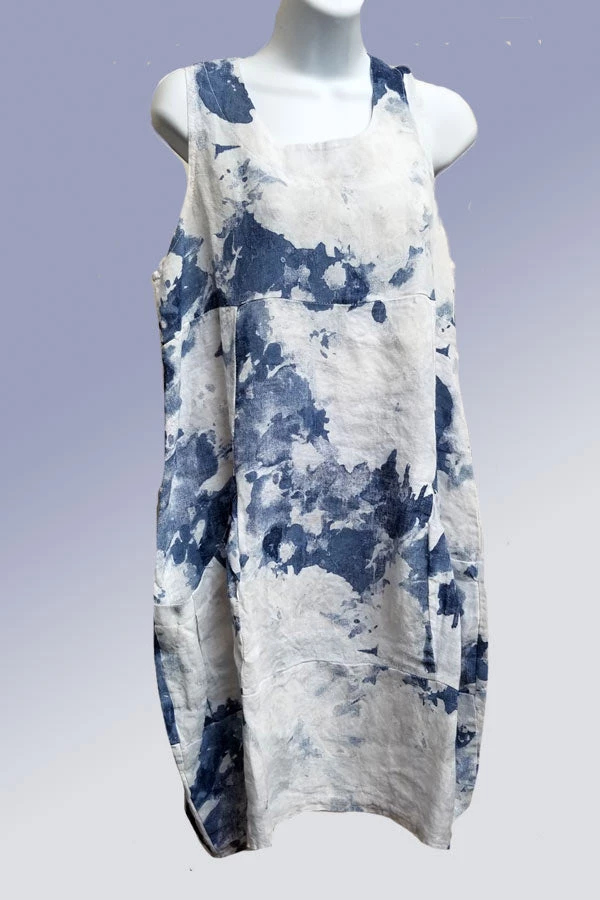 Lands Downunder New Arrivals Italian Linen Dress Sleeveless - Watercolor 3 Lands Downunder New Arrivals Italian Linen Dress Sleeveless - Watercolor