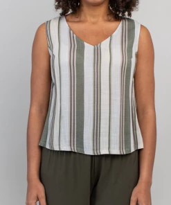 Blue Sky New Arrivals Linen/Bamboo Blend Havana Tank - Stripes