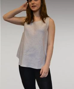 Kleen Short Sleeves Linen Bias Tank - Scoop Neck