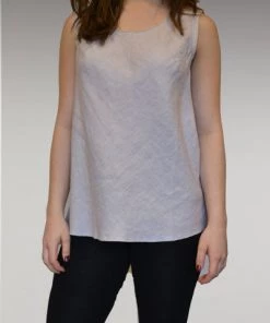 Kleen Short Sleeves Linen Bias Tank - Scoop Neck