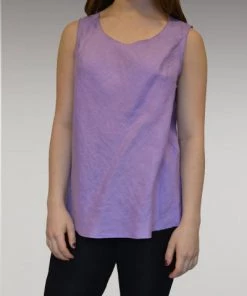 Kleen Short Sleeves Linen Bias Tank - Scoop Neck