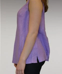 Kleen Short Sleeves Linen Bias Tank - Scoop Neck