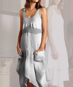 New Arrivals Linen Magic Dress From Inizio - Stripe Bliss Or Dots