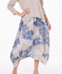 Lands Downunder Italian Linen Skirt - Watercolor New Arrivals