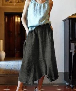 Italian Linen Skirt By Inizio - Sheer Hem