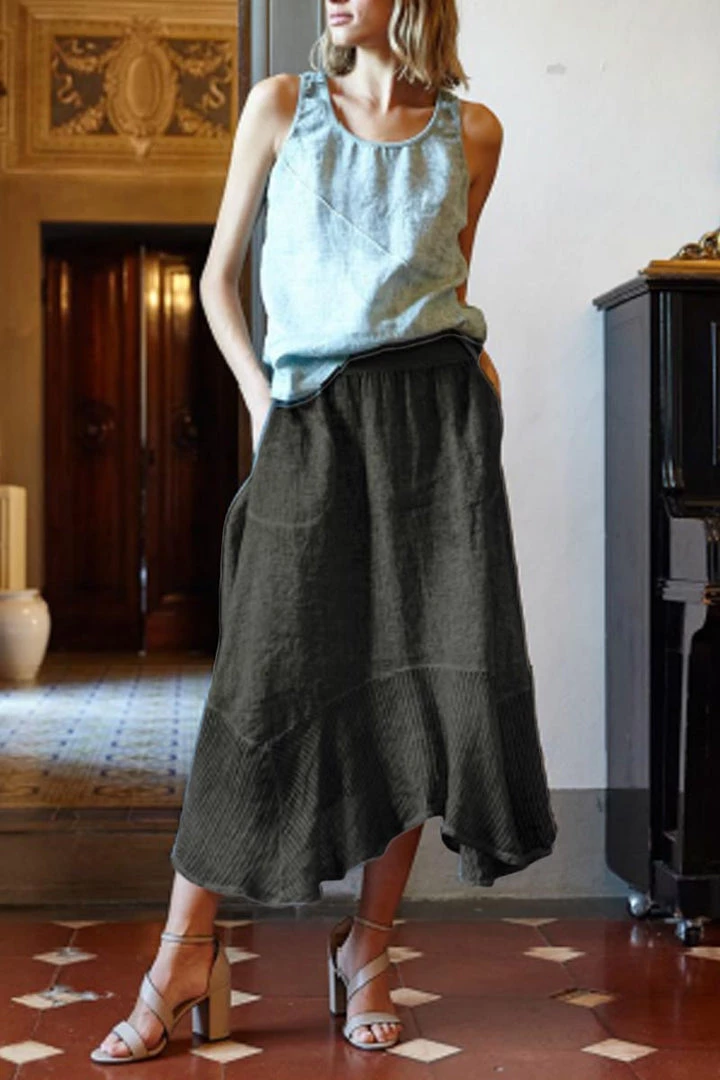 Italian Linen Skirt By Inizio - Sheer Hem 3 Italian Linen Skirt By Inizio - Sheer Hem