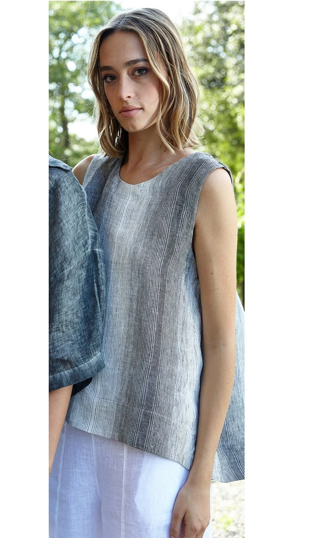 Linen Sleeveless Top From Inizio Hi-Low 4 Linen Sleeveless Top From Inizio Hi-Low