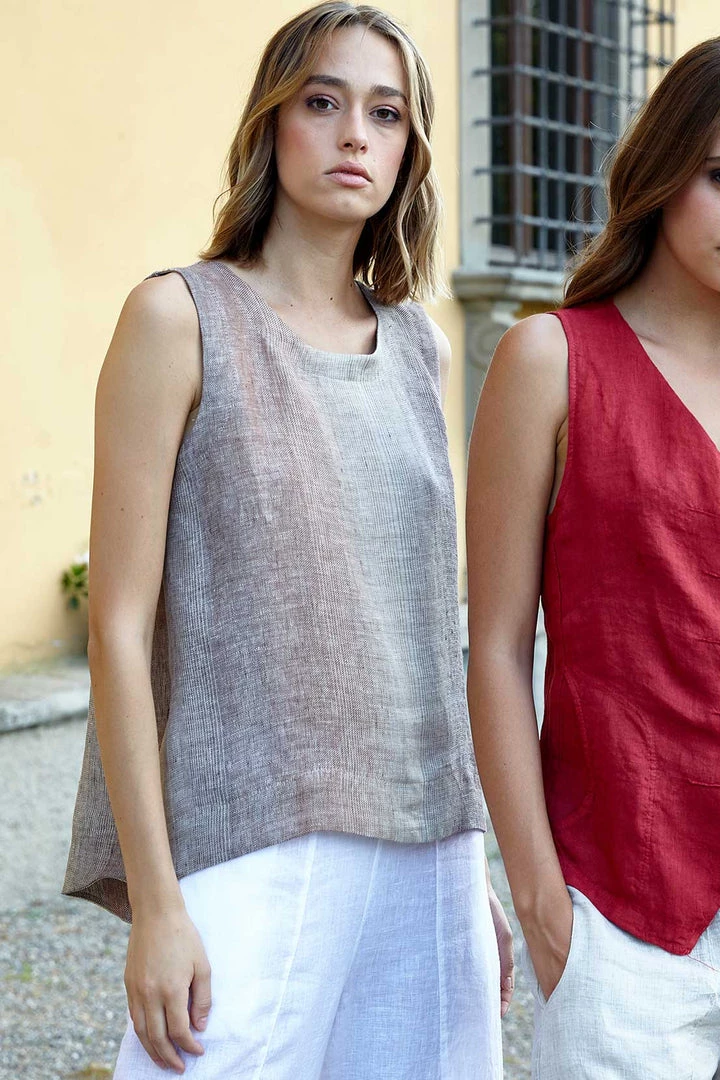 Linen Sleeveless Top From Inizio Hi-Low 8 Linen Sleeveless Top From Inizio Hi-Low