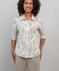 Blue Sky Linen Blend Blouse - Lorine New Arrivals