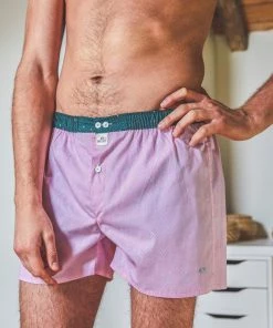 Billybelt Men's Organic Cotton Boxers - Pink Herringbone Or Navy (no M)