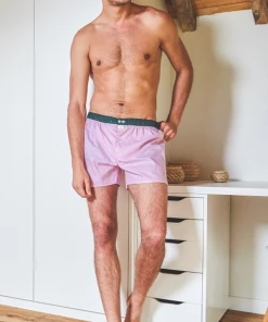 Billybelt Men's Organic Cotton Boxers - Pink Herringbone Or Navy (no M)
