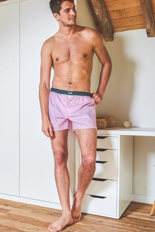 Billybelt Men's Organic Cotton Boxers - Pink Herringbone Or Navy (no M) 3 Billybelt Men's Organic Cotton Boxers - Pink Herringbone Or Navy (no M)