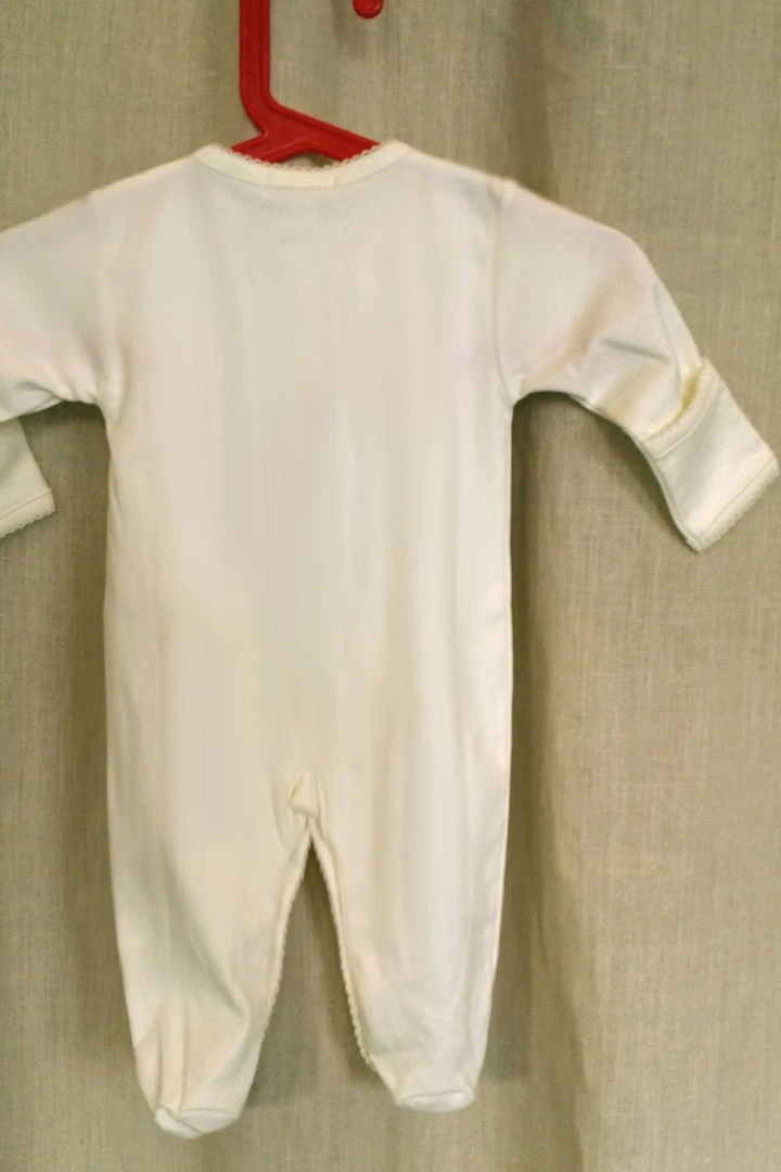 Kissy Kissy Layette - Newborn To 9 Mo. Baby Organic Cotton Footie With Mittens - Lamb 5 Kissy Kissy Layette - Newborn To 9 Mo. Baby Organic Cotton Footie With Mittens - Lamb