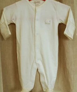 Kissy Kissy Layette - Newborn To 9 Mo. Baby Organic Cotton Footie With Mittens - Lamb