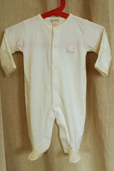 Kissy Kissy Layette - Newborn To 9 Mo. Baby Organic Cotton Footie With Mittens - Lamb 3 Kissy Kissy Layette - Newborn To 9 Mo. Baby Organic Cotton Footie With Mittens - Lamb