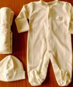 Kissy Kissy Layette - Newborn To 9 Mo. Baby Organic Cotton Footie With Mittens - Lamb 11 Kissy Kissy Layette - Newborn To 9 Mo. Baby Organic Cotton Footie With Mittens - Lamb